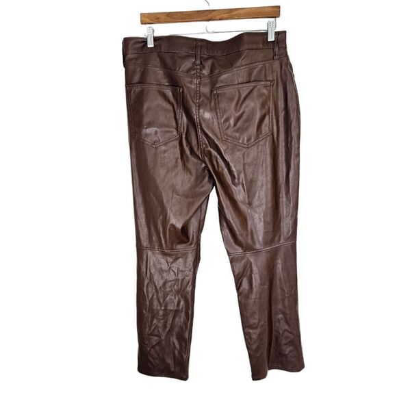 NWT Gap High Rise Vegan Leather Vintage Straight Pant Trouser Espresso Brown 16 - Picture 4 of 14